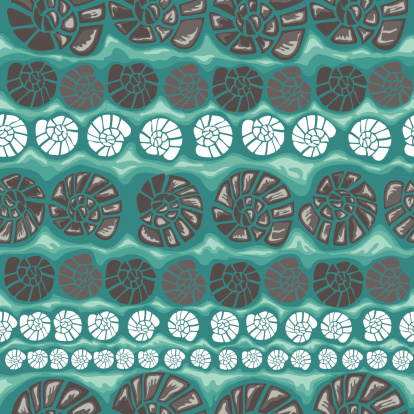 Green Shell Pattern Background Vector Seamless Pattern With Shells On A Green Background Stock ...