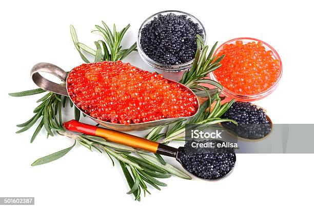 Caviar With Rosemary Stock Photo - Download Image Now - Black Color, Caviar, Red