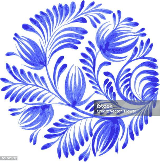 Floral Circle Stock Illustration - Download Image Now - Chinese Culture, Backgrounds, Blue