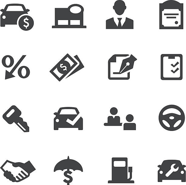 ilustraciones, imágenes clip art, dibujos animados e iconos de stock de iconos de auto sucursal de acme serie - car loan