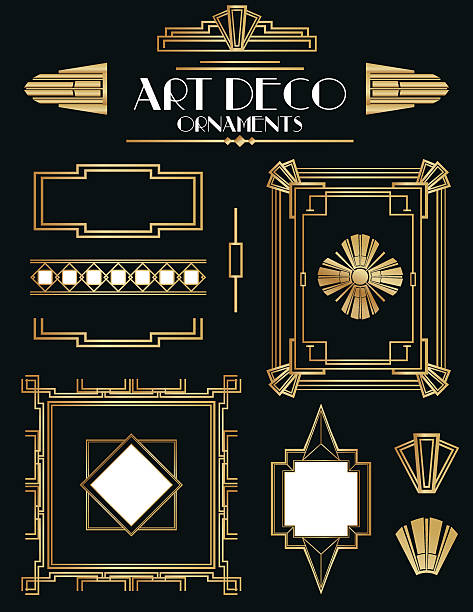 아트 데코 프레임이 및 장식 세트 - 20s stock illustrations