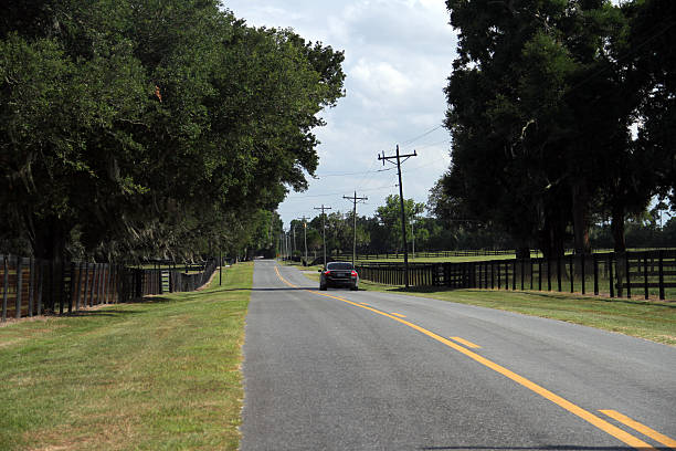 istock An road with a car yellow lines and beautiful sky 501603236