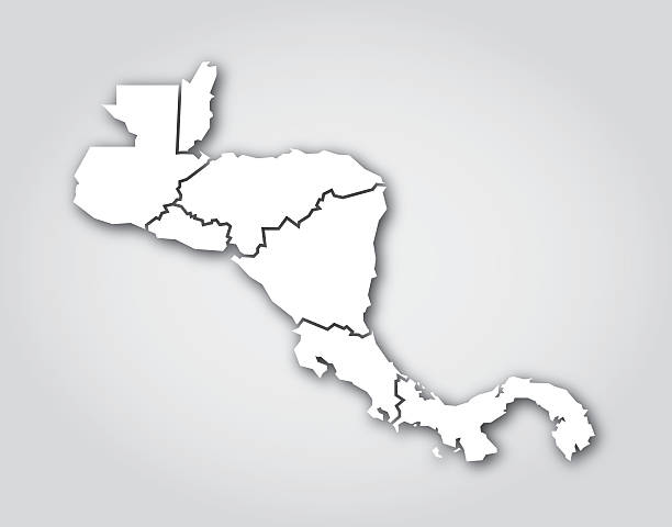Central America Silhouette White Vector silhouette of Central America in white with a drop shadow. central america stock illustrations