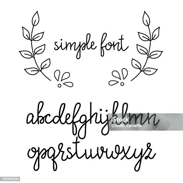 Simple Handwritten Cursive Font Stock Illustration - Download Image Now - 2015, Alphabet, Alphabetical Order