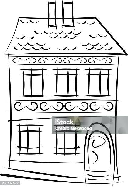 Sketch Of Old House Isolated On White Background Stock Illustration - Download Image Now - Amsterdam, Attic, Backgrounds