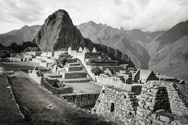 B&W Mystical Machu Picchu stock photo