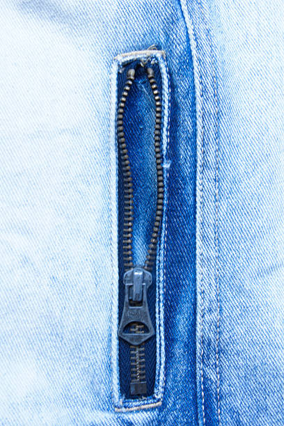 Blue Denim Jeans Texture with Zipper stock photo