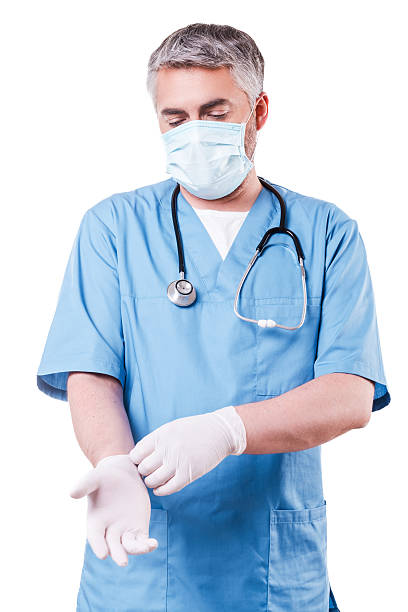 cirurgião usando luvas. - stethoscope human hand doctor handcarves - fotografias e filmes do acervo