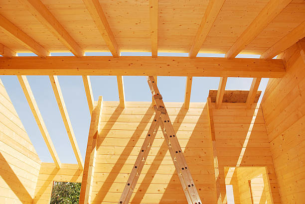 istock Wooden House Roof Construction 501615841