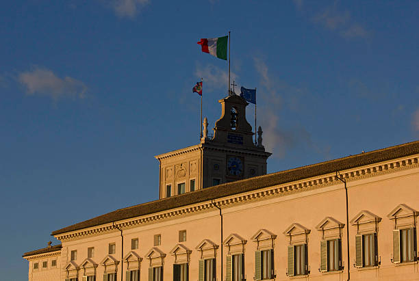 Quirinal Palace in Rome, with its turret Architectural close up of Quirinal Palace in Rome, with its turret quirinal palace stock pictures, royalty-free photos & images