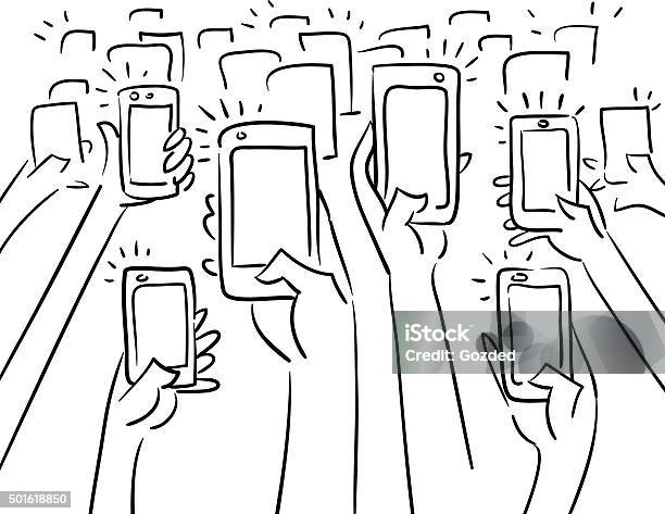 Crowd Taking Photos Stock Illustration - Download Image Now - Selfie, Social Media, Gossip