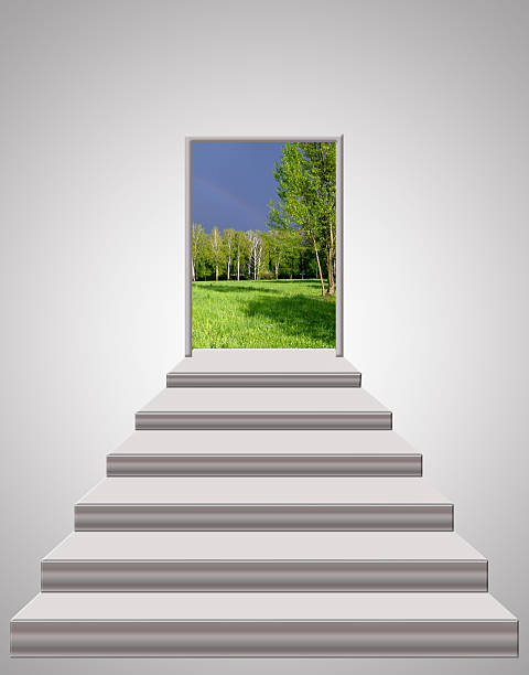 istock stairs leading to the door with thunder 501618894