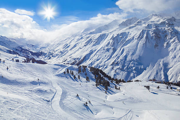 산 스키리조트 hochgurgl 오스트리아 - soelden 뉴스 사진 이미지