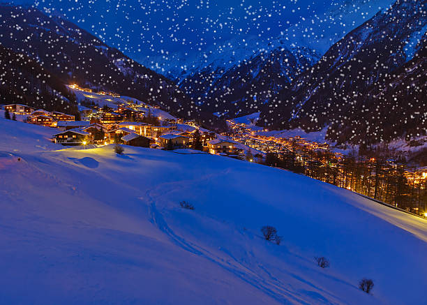 istock Mountains ski resort Solden Austria at sunset 501619476