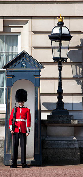 queen's guarda fora palácio de buckingham em londres - honor guard buckingham palace protection london england imagens e fotografias de stock