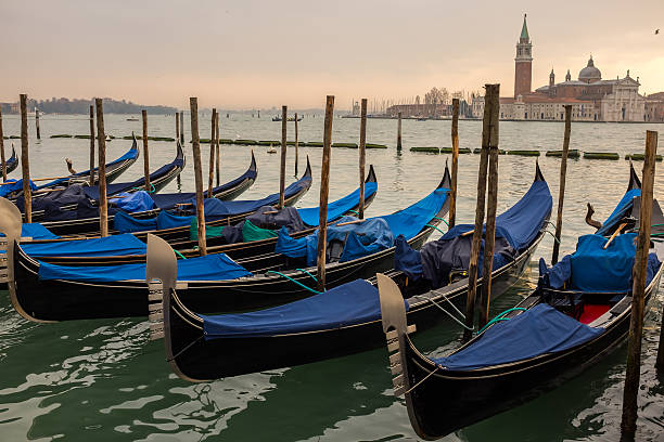 Gondolas in Venice, Italy stock photo