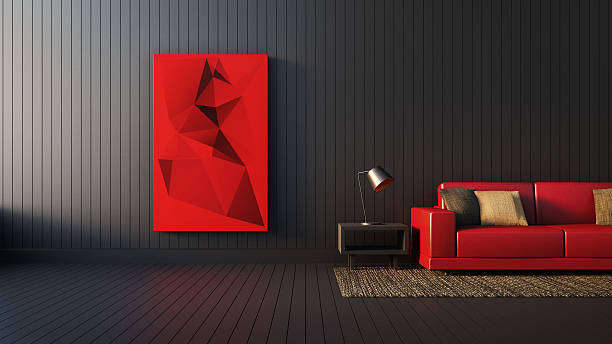 The modern RED-BLACK-WHITE interior of Living Area and Soft Sofa The modern RED-BLACK-WHITE interior of Living Area and Soft Sofa  constructivism stock pictures, royalty-free photos & images