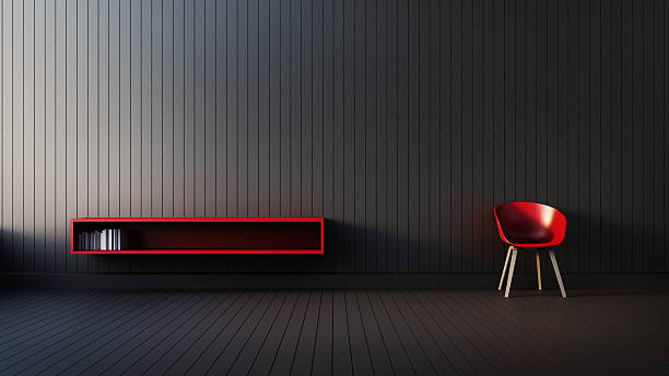 The modern RED-BLACK-WHITE interior of  Living