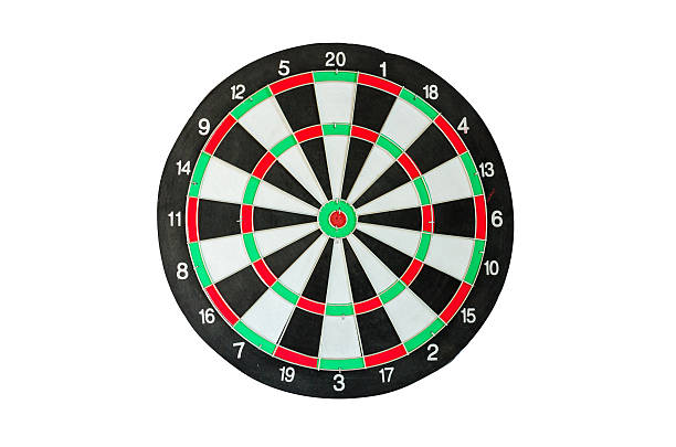 istock Isolated old classic darts board on white background 501622346