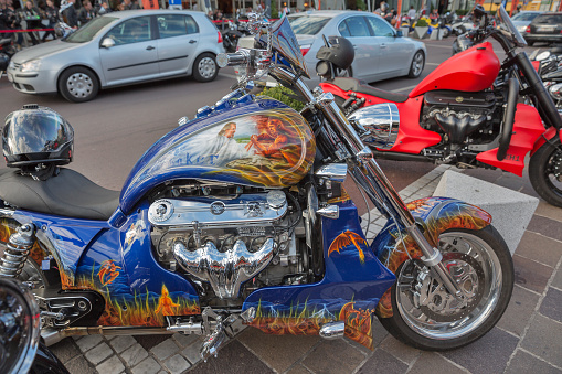 Velden, Austria - September 8, 2015: Bikers from all over Europe during annual European Bike Week festival.
