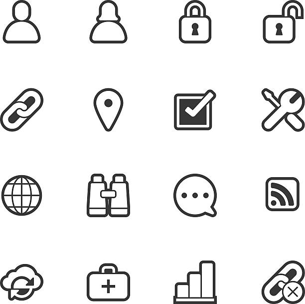 internet icons - regular outline - lock stock illustrations