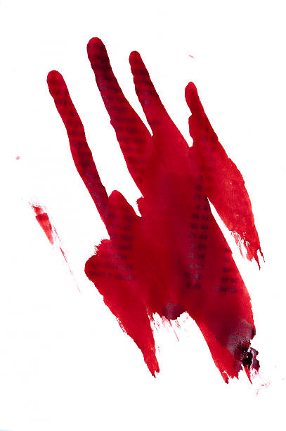 istock Red bloody handprint on a white background 501627476