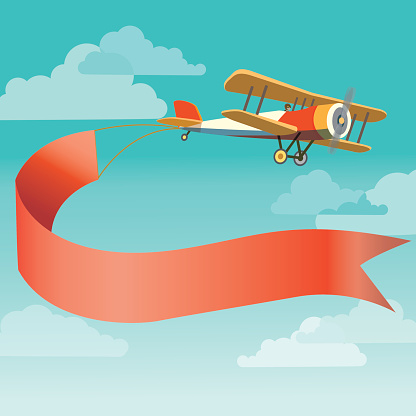 Retro Plane With Banner Stock Illustration - Download Image Now - Airplane,  Banner - Sign, Flag - iStock