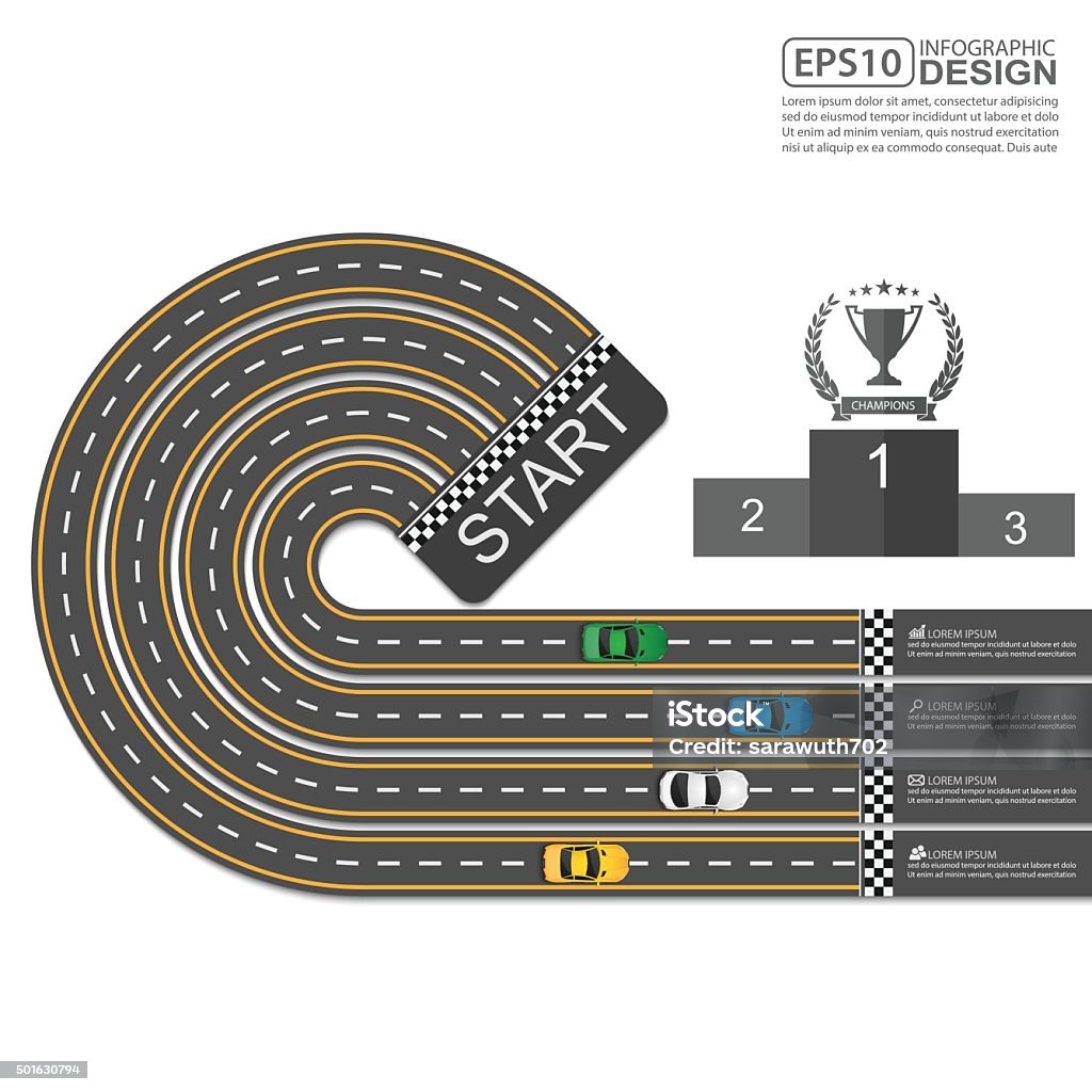 Three Cars Racing Visual Graph Car Racing Infographic Design Template Vector Illustration Stock ...