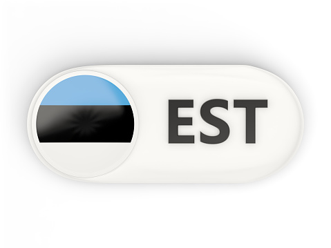 Round icon with flag of estonia and ISO code
