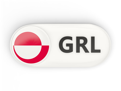 Round icon with flag of greenland and ISO code