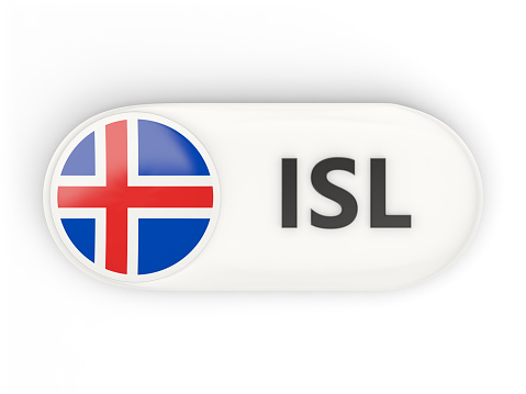 Round icon with flag of iceland and ISO code