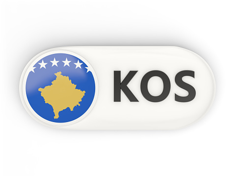 Round icon with flag of kosovo and ISO code