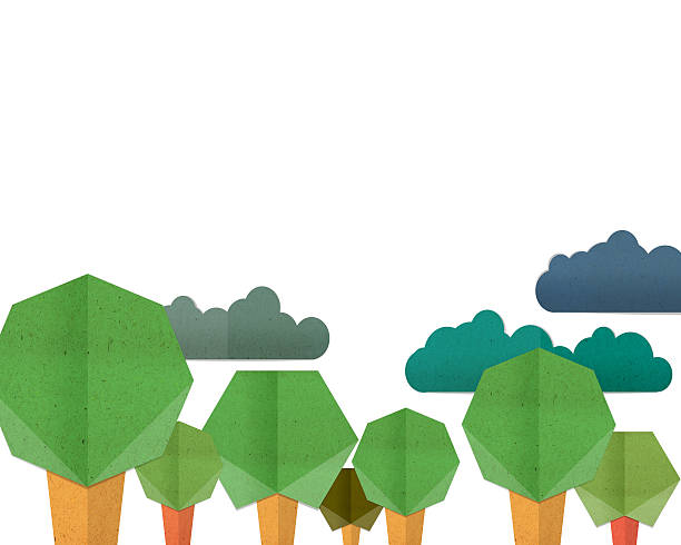 istock Forest Hill and colorful Cloud background, paper cut and paste. 501641738