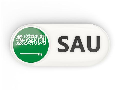 Round icon with flag of saudi arabia and ISO code