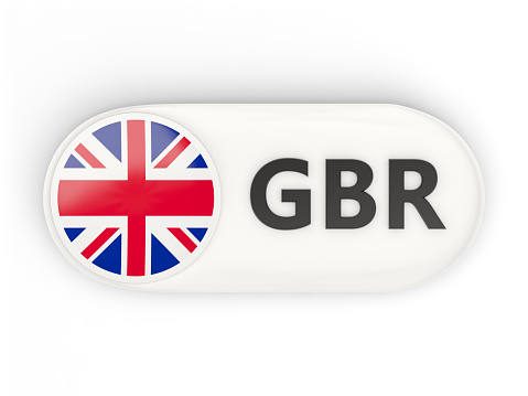Round icon with flag of united kingdom and ISO code