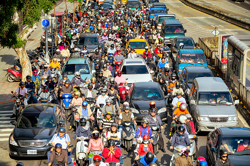 Morning rush hour in Taipei.