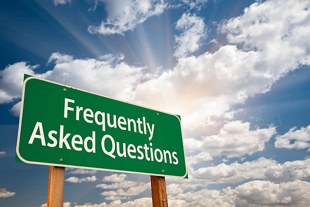 istock Frequently Asked Questions Green Road Sign 501644173