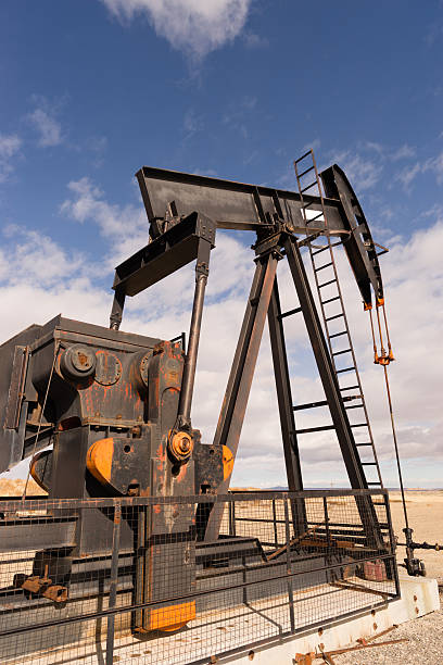 istock Wyoming Industrial Oil Pump Jack Fracking Crude Extraction Machine 501645076