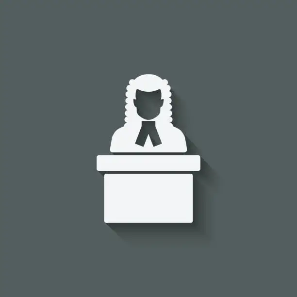 Vector illustration of judge in wig symbol