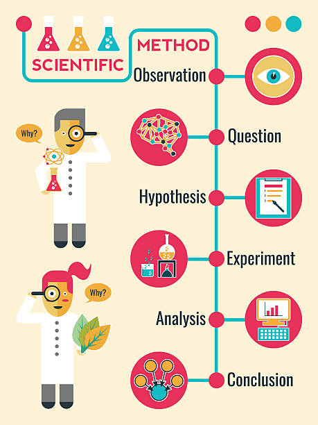 Scientific Method Illustration of Scientific Method Infographic Timeline Chart science research stock illustrations