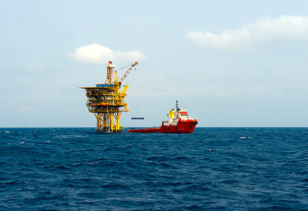 istock Oil production into the sea from above. 501646865