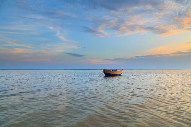 Lonely boat moored in the bay