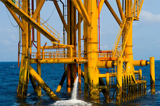 istock Oil production into the sea from above. 501647113