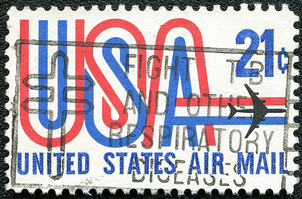 istock Postage stamp USA 1969 shows USA and Jet 501648035