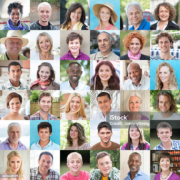 Smiling Faces Stock Photo - Download Image Now - Image Montage, Composite Image, People