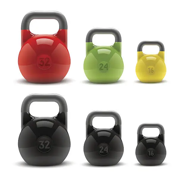 Vector illustration of Collection of Classic Kettlebells