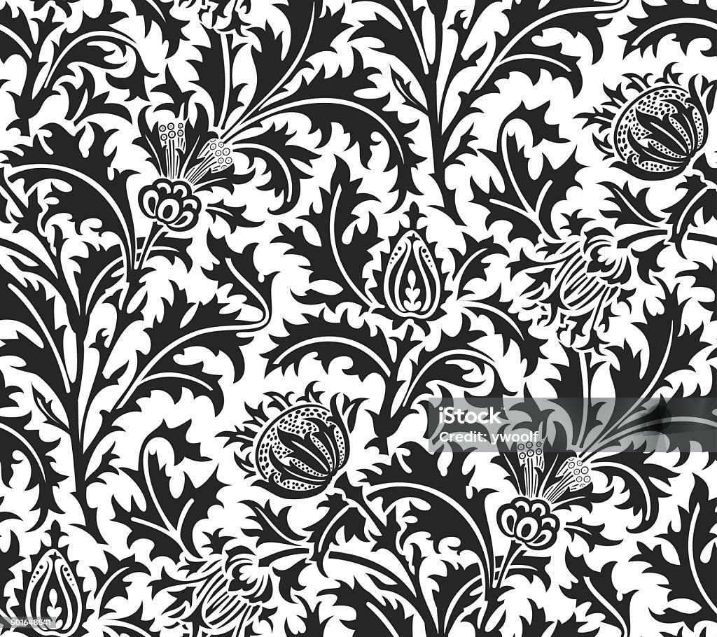 William Morris Thistle Weave Wallpaper Victorian Arts and Crafts Background Pattern stock vector