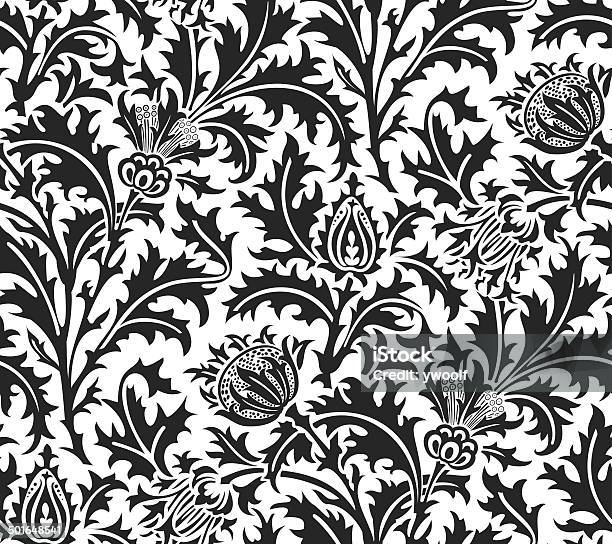 William Morris Thistle Weave Wallpaper Stock Illustration - Download Image Now - Pattern, Vector, Blue