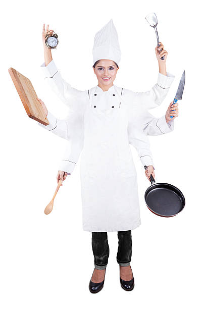 istock Busy and professional chef concept with many hands 501649940