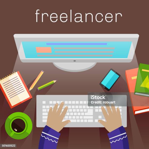 Freelancer Computer Image Freelancer Copywriter Journalist At Computer Stock Illustration ...